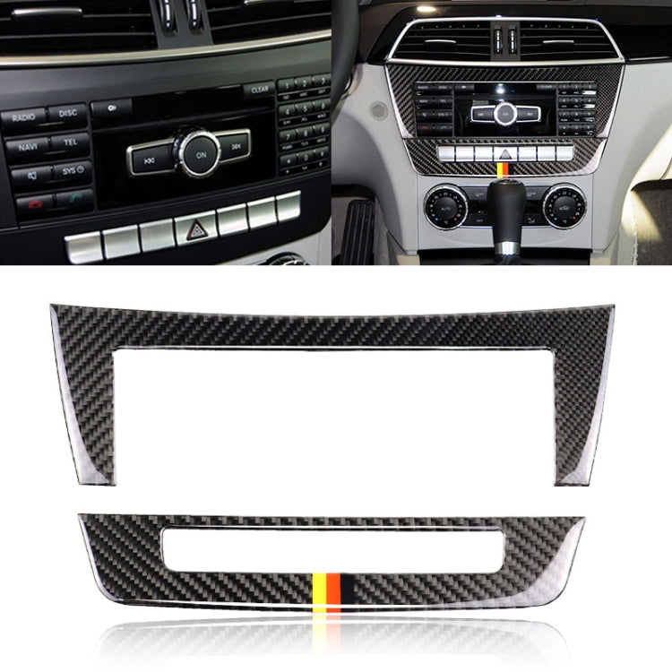 Car German Flag Carbon Fiber Central Control CD Panel Decorative Sticker for Mercedes-Benz W204 2011-2013 7-buttons by buy2fix