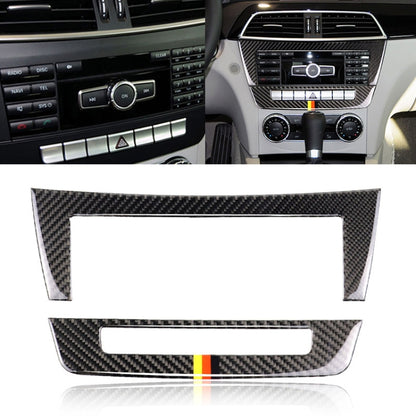 Car German Flag Carbon Fiber Central Control CD Panel Decorative Sticker for Mercedes-Benz W204 2011-2013 7-buttons by buy2fix