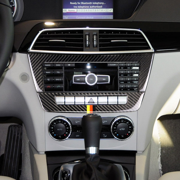 Car German Flag Carbon Fiber Central Control CD Panel Decorative Sticker for Mercedes-Benz W204 2011-2013 7-buttons by buy2fix