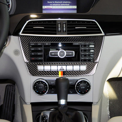 Car German Flag Carbon Fiber Central Control CD Panel Decorative Sticker for Mercedes-Benz W204 2011-2013 7-buttons by buy2fix