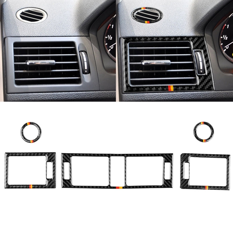 Car German Flag Carbon Fiber Air Outlet Ring + Intermediate Air Outlet + Side Air Outlet Panel Decorative Sticker for Mercedes-Benz W204 207-2010 by buy2fix