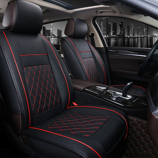 Car Leather Full Coverage Seat Cushion Cover, Standard Version, Only One Seat(Black Red) by buy2fix
