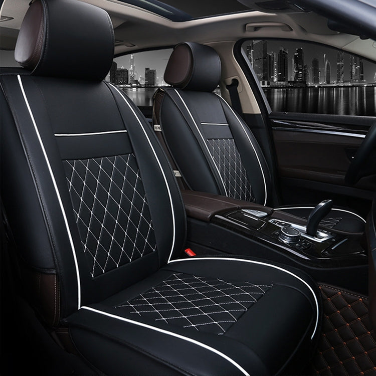 Car Leather Full Coverage Seat Cushion Cover, Standard Version, Only One Seat(Black White) by buy2fix