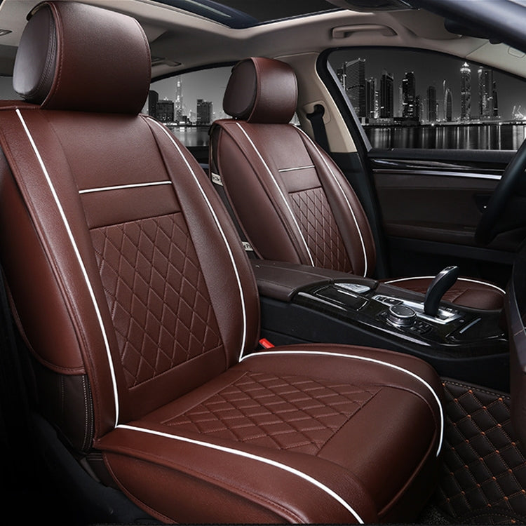 Car Leather Full Coverage Seat Cushion Cover, Standard Version, Only One Seat(Coffee) by buy2fix