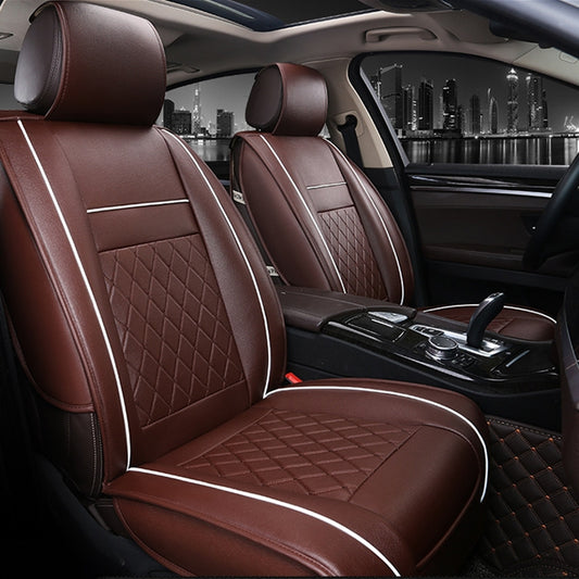 Car Leather Full Coverage Seat Cushion Cover, Standard Version, Only One Seat(Coffee) by buy2fix