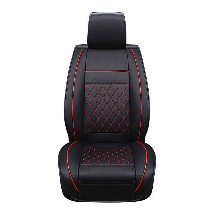 Car Leather Full Coverage Seat Cushion Cover, Luxury Version,Only One Front Seat(Black Red) by buy2fix