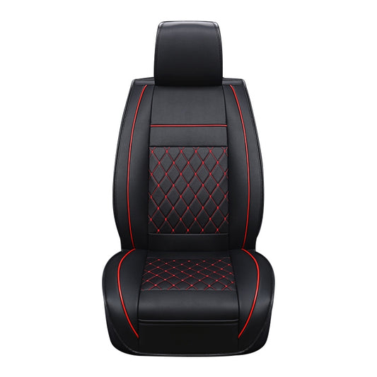 Car Leather Full Coverage Seat Cushion Cover, Luxury Version,Only One Front Seat(Black Red) by buy2fix
