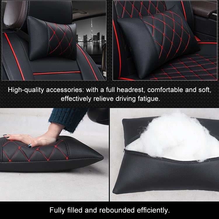 Car Leather Full Coverage Seat Cushion Cover, Luxury Version,Only One Front Seat(Black Red) by buy2fix
