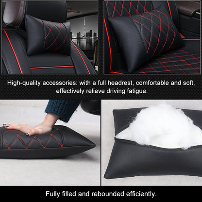 Car Leather Full Coverage Seat Cushion Cover, Luxury Version,Only One Front Seat(Black Red) by buy2fix