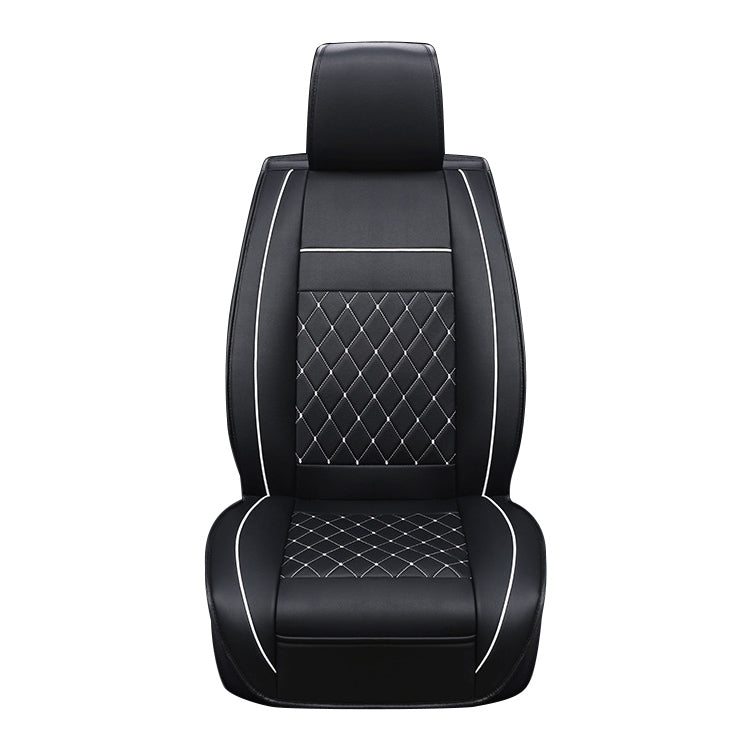 Car Leather Full Coverage Seat Cushion Cover, Luxury Version,Only One Front Seat(Black White) by buy2fix