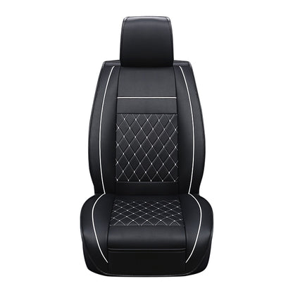 Car Leather Full Coverage Seat Cushion Cover, Luxury Version,Only One Front Seat(Black White) by buy2fix
