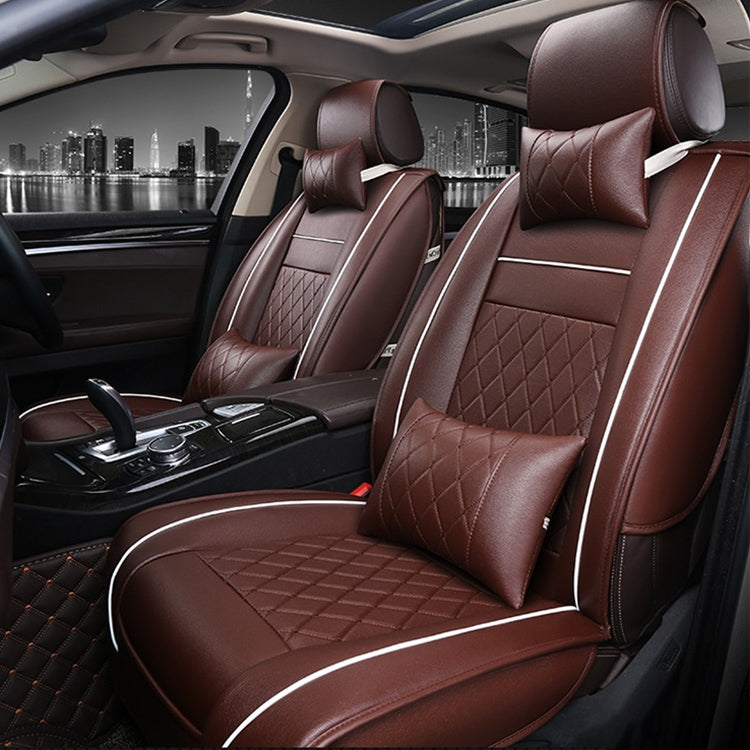 Car Leather Full Coverage Seat Cushion Cover, Luxury Version,Only One Front Seat(Coffee) by buy2fix