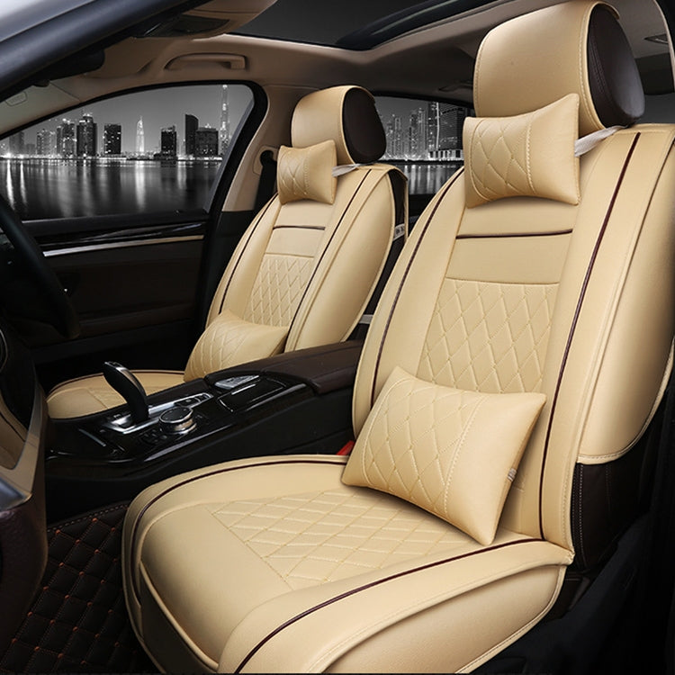 Car Leather Full Coverage Seat Cushion Cover, Luxury Version,Only One Front Seat(Beige) by buy2fix