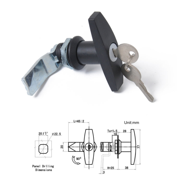 T Shape Handle Paddle Entry Door Latch & Keys Tool Box Lock for Trailer / Yacht / Truck (Black) - Locks & Hasps by buy2fix | Online Shopping UK | buy2fix