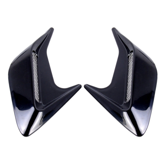 2PCS Plastic Decorative Air Flow Intake Turbo Bonnet Hood Side Vent Grille Cover With Self-adhesive Sticker(Black)