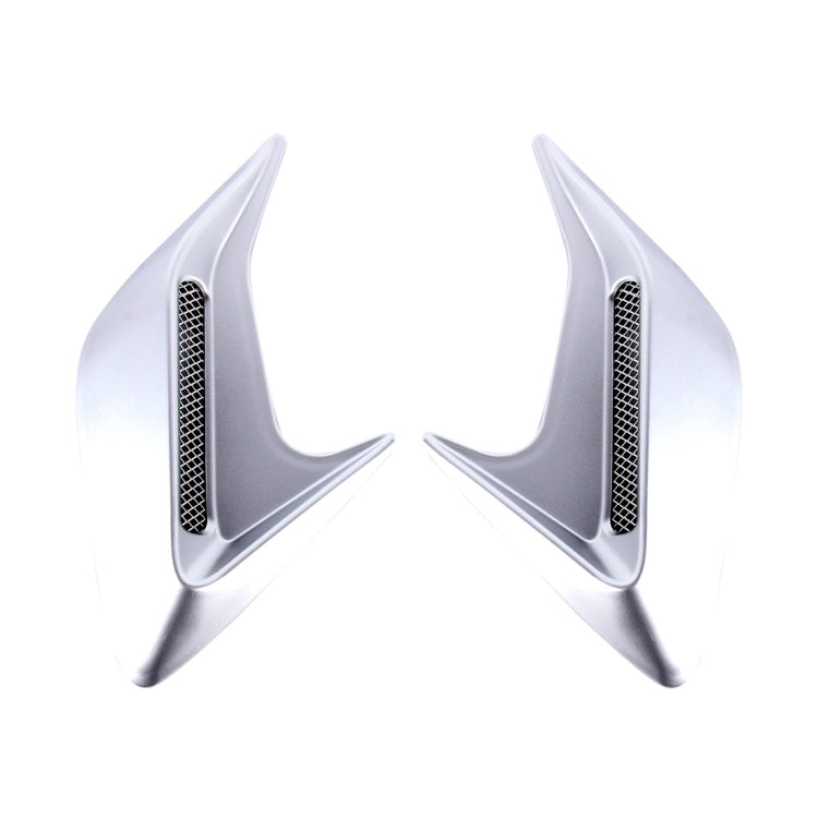 2PCS Plastic Decorative Air Flow Intake Turbo Bonnet Hood Side Vent Grille Cover With Self-adhesive Sticker(Grey) by buy2fix