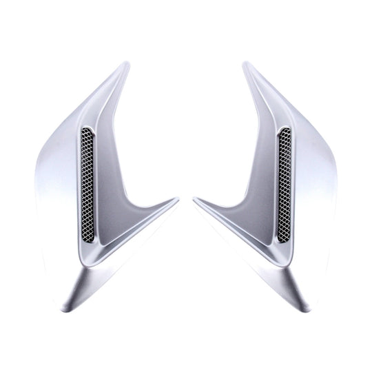 2PCS Plastic Decorative Air Flow Intake Turbo Bonnet Hood Side Vent Grille Cover With Self-adhesive Sticker(Grey)