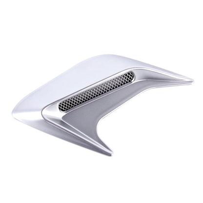 2PCS Plastic Decorative Air Flow Intake Turbo Bonnet Hood Side Vent Grille Cover With Self-adhesive Sticker(Grey) by buy2fix