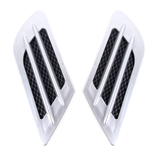 2 PCS Euro Style Plastic Decorative Air Flow Intake Turbo Bonnet Hood Side Vent Grille Cover With Self-adhesive Sticker(Silver)