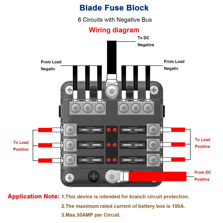 Independent Positive and Negative 1 in 6 Out 6 Way Circuit Blade Fuse Box Fuse Holder Kits with LED Warning Indicator for Auto Car Truck Boat - Fuse by buy2fix | Online Shopping UK | buy2fix