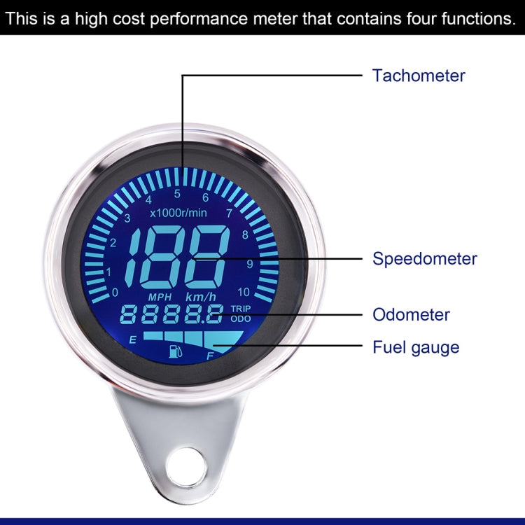 Motorcycle Multi-functional Modification Instrumentation Motorcycle Odometer Speedometer Tachometer Oil Gauge(Silver) - Electrical Instruments by buy2fix | Online Shopping UK | buy2fix