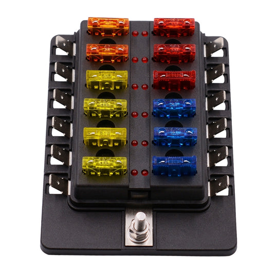 1 in 12 Out Fuse Box PC Terminal Block Fuse Holder Kits with LED Warning Indicator for Auto Car Truck Boat - Fuse by buy2fix | Online Shopping UK | buy2fix