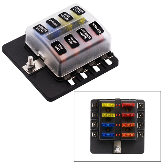 1 in 8 Out Fuse Box PC Terminal Block Fuse Holder Kits with LED Warning Indicator for Auto Car Truck Boat - Fuse by buy2fix | Online Shopping UK | buy2fix