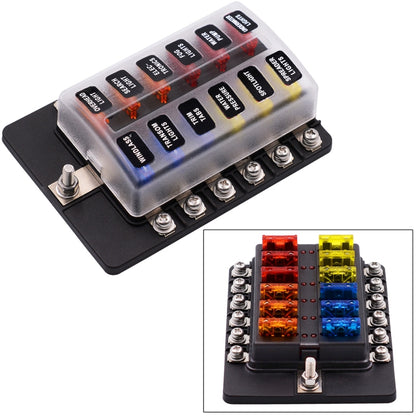 1 in 12 Out Fuse Box Screw Terminal Section Fuse Holder Kits with LED Warning Indicator for Auto Car Truck Boat - Fuse by buy2fix | Online Shopping UK | buy2fix