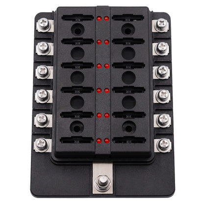 1 in 12 Out Fuse Box Screw Terminal Section Fuse Holder Kits with LED Warning Indicator for Auto Car Truck Boat - Fuse by buy2fix | Online Shopping UK | buy2fix