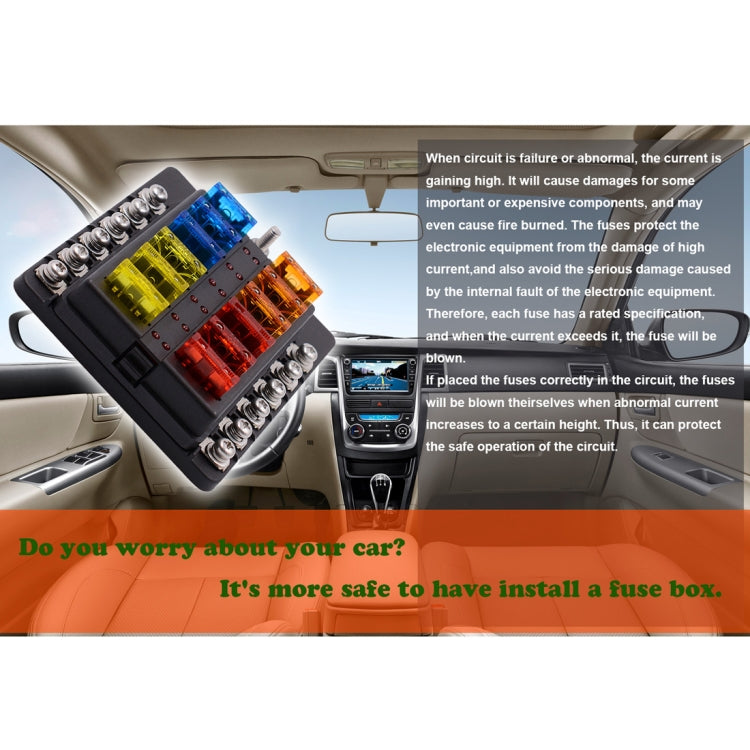 1 in 12 Out Fuse Box Screw Terminal Section Fuse Holder Kits with LED Warning Indicator for Auto Car Truck Boat - Fuse by buy2fix | Online Shopping UK | buy2fix