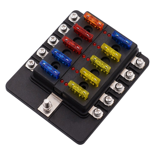 1 in 10 Out Fuse Box Screw Terminal Section Fuse Holder Kits with LED Warning Indicator for Auto Car Truck Boat - Fuse by buy2fix | Online Shopping UK | buy2fix