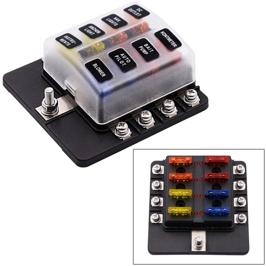 1 in 8 Out Fuse Box Screw Terminal Section Fuse Holder Kits with LED Warning Indicator for Auto Car Truck Boat - Fuse by buy2fix | Online Shopping UK | buy2fix