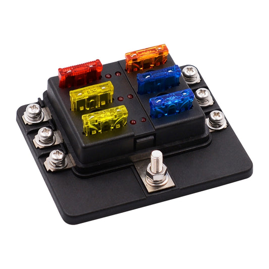 1 in 6 Out 6 Way Circuit Fuse Box Screw Terminal Section Fuse Holder Kits with LED Warning Indicator for Auto Car Truck Boat - Fuse by buy2fix | Online Shopping UK | buy2fix
