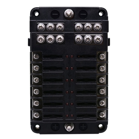 Independent Positive and Negative 1 in 12 Out 12 Way Circuit Blade Fuse Box Fuse Holder Kits with LED Warning Indicator for Auto Car Truck Boat - Fuse by buy2fix | Online Shopping UK | buy2fix