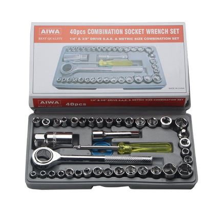 40 PCS Socket Wrench Set Car / Motorcycles Repair Combination Hardware Toolbox - Hand Tool Sets by buy2fix | Online Shopping UK | buy2fix