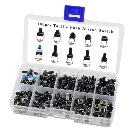 180 PCS Taktiler Drucktastenschalter-Kit Mikroschalter