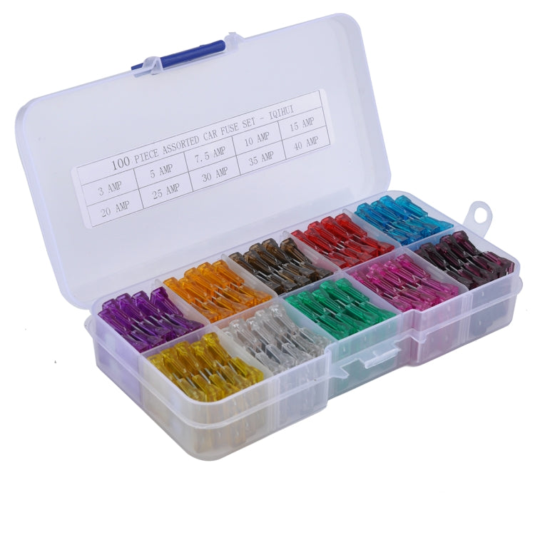 100 PCS Mix Assorted Car Motorcycle Truck Blade Fuse Set 3A 5A 7.5A 10A 15A 20A 25A 30A 35A 40A with Huse Holder - Fuse by buy2fix | Online Shopping UK | buy2fix