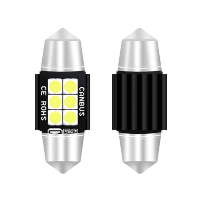 2 PCS 31mm DC12V-24V 3W 6000K 660LM 6LEDs SMD-3030 Car Reading Lamp / License Plate Light - License Plate Lights by buy2fix | Online Shopping UK | buy2fix