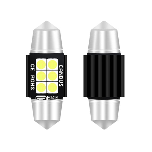 2 PCS 31mm DC12V-24V 3W 6000K 660LM 6LEDs SMD-3030 Car Reading Lamp / License Plate Light - License Plate Lights by buy2fix | Online Shopping UK | buy2fix