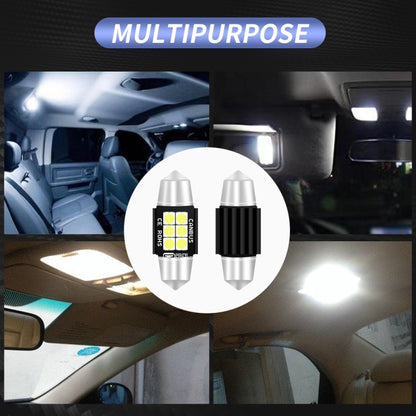 2 PCS 31mm DC12V-24V 3W 6000K 660LM 6LEDs SMD-3030 Car Reading Lamp / License Plate Light - License Plate Lights by buy2fix | Online Shopping UK | buy2fix