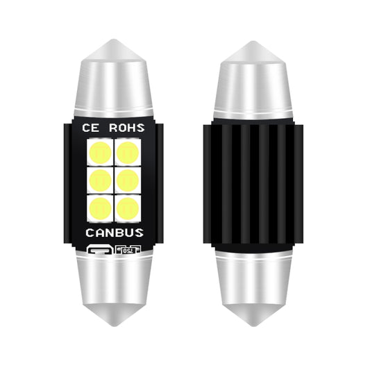 2 PCS 36mm DC12V-24V 3W 6000K 660LM 6LEDs SMD-3030 Car Reading Lamp / License Plate Light - License Plate Lights by buy2fix | Online Shopping UK | buy2fix