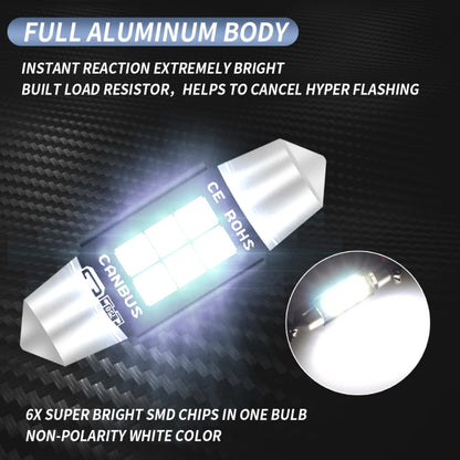 2 PCS 36mm DC12V-24V 3W 6000K 660LM 6LEDs SMD-3030 Car Reading Lamp / License Plate Light - License Plate Lights by buy2fix | Online Shopping UK | buy2fix
