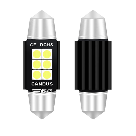 2 PCS 39mm DC12V-24V 3W 6000K 660LM 6LEDs SMD-3030 Car Reading Lamp / License Plate Light - License Plate Lights by buy2fix | Online Shopping UK | buy2fix
