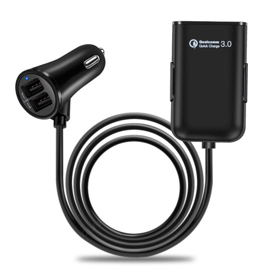 HMQ-C801 1.8m 8A Max 4 Ports USB Car Charger with Extending USB HUB for Front & Back Seat Charging (Black) - Car Charger by buy2fix | Online Shopping UK | buy2fix