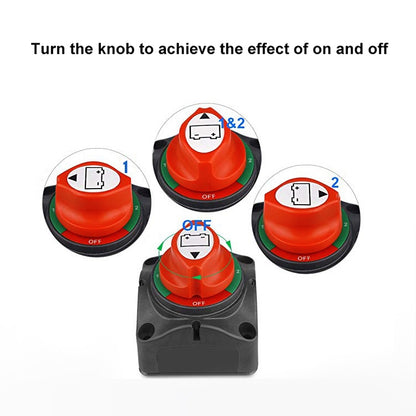 Car Auto RV Marine Boat Battery 3-level Current Distribution Selector Isolator Disconnect Rotary Switch Cut - Car Switches by buy2fix | Online Shopping UK | buy2fix