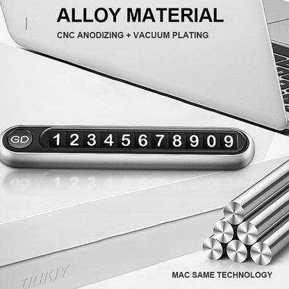 Hidden Number Metal Car Temporary Parking Number Plate Parking Card (Silver) by buy2fix