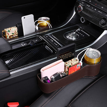 Car Multi-functional Co-pilot Seat Console PU Leather Box Cigarette Lighter Charging Pocket Cup Holder Seat Gap Side Storage Box(Coffee) by buy2fix