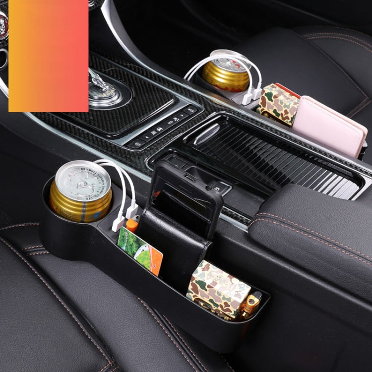 Car Multi-functional Driver Seat Console PU Leather Box Cigarette Lighter Charging Pocket Cup Holder Seat Gap Side Storage Box(Black) by buy2fix