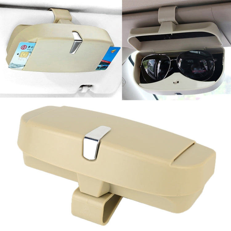 Car Multi-functional Glasses Case Sunglasses Box with Card Slot, Flat Style (Beige) by buy2fix