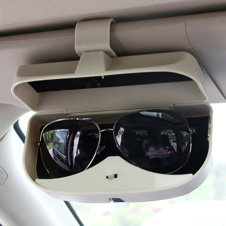 Car Multi-functional Glasses Case Sunglasses Box with Card Slot, Flat Style (Beige) by buy2fix